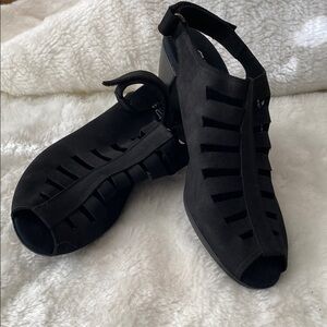 Munro Black Heels with Cage Design